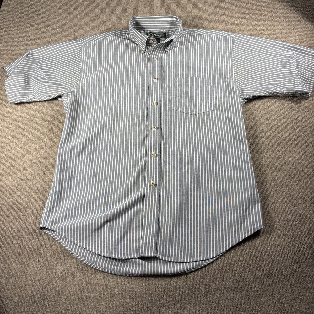 Croft & Barrow Short Sleeve Button Up Stripped Size M Color Gray - Picture 2 of 9